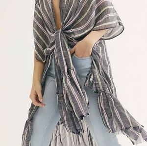 Free People Kimono - Blue Striped
